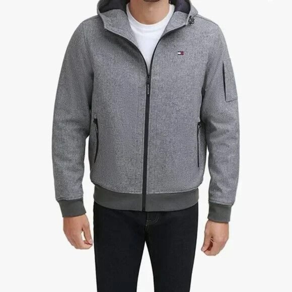 TOMMY HILFIGER Men's Water / Wind Resistant Bomber Coat SIZE SMALL Gray NWT - Picture 5 of 7